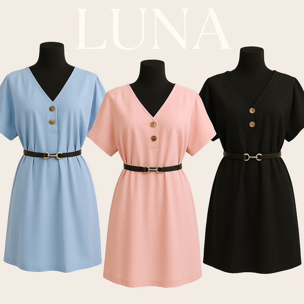 Robe Luna - Fluide , boutonnée & Ceinturée